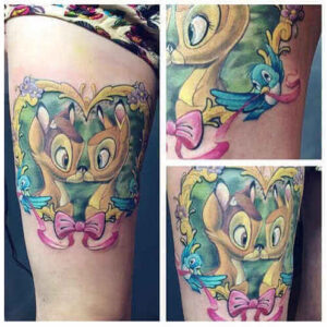 Buntes Bein Tattoo Bambi