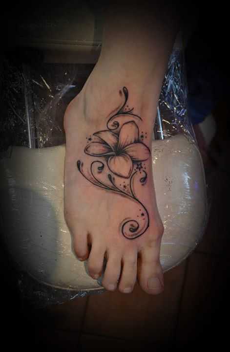 Fuss Tattoo Orchidee mit Ornament