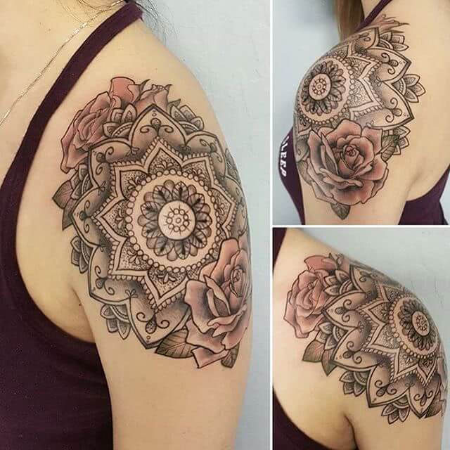 großes Mandala mit Rosen