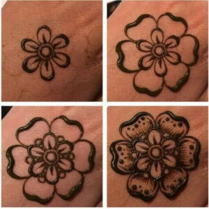 Prozess eines Henna Tattoos – Muster Blume