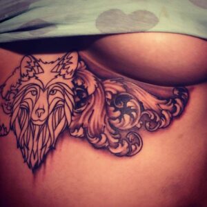 Underboob Tattoo Wolf