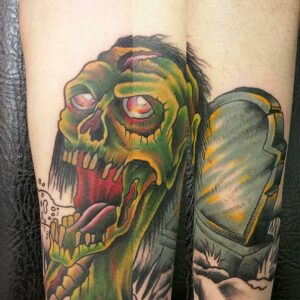 Zombie mit Grabstein